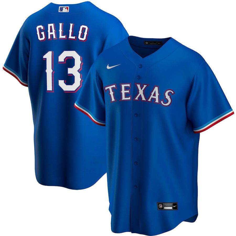 Mens Texas Rangers Joey #13 Gallo Nike Royal Alternate Replica Player MLB Jerseys